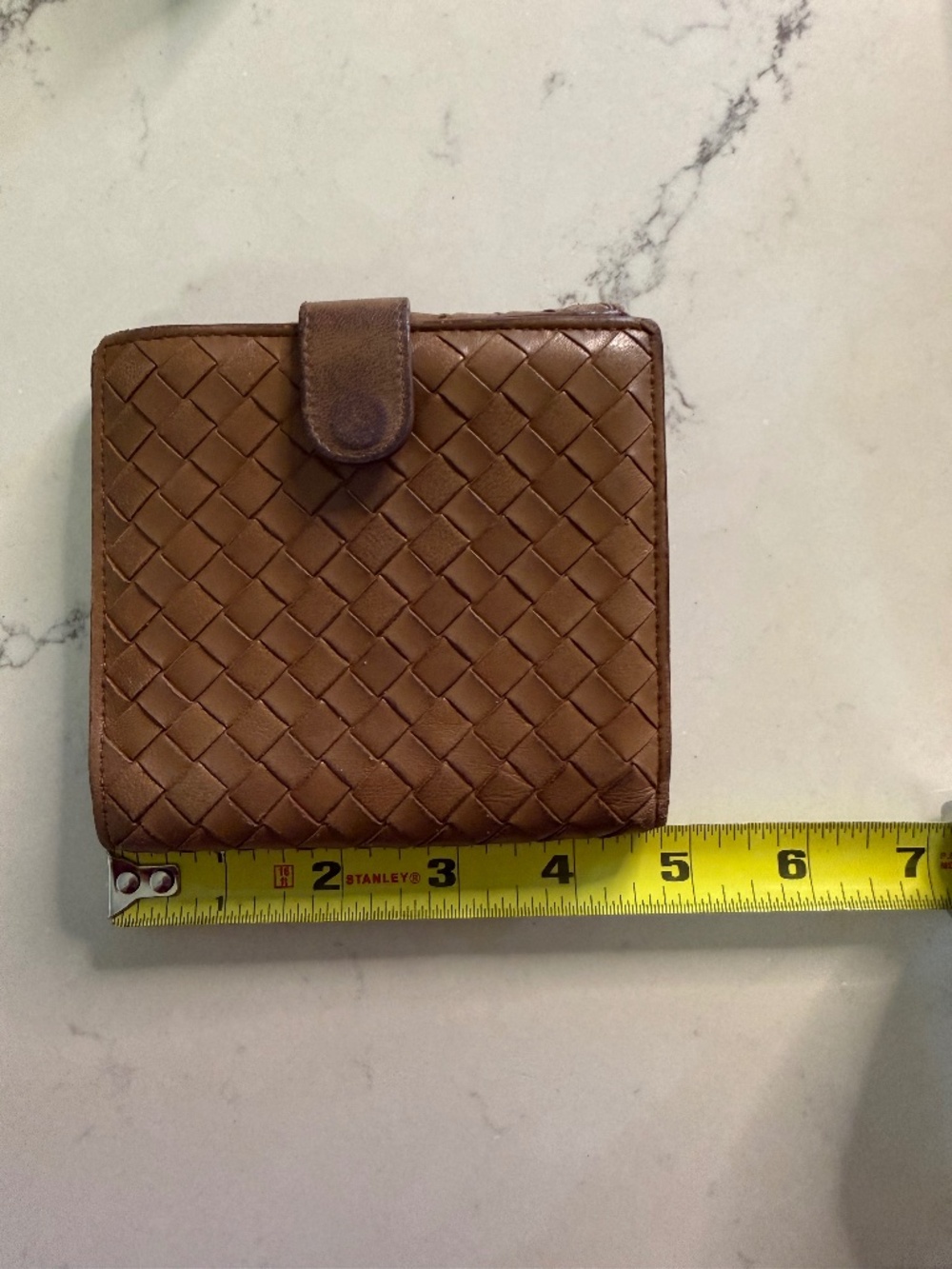Bottega Veneta Vintage Intrecciato Woven Leather Bifold Wallet Brown Italy